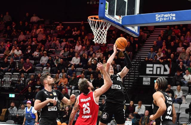 14 12 2025 Basketball Season 2025 2026 2 Bundesliga Pro A 12 Matchday Nuremberg Falcons Basketball Club NBC Artland Dragons OGo xogox Trevor James Baskin 22, Nuremberg Falcons BC NBC