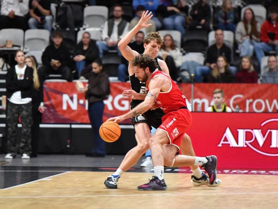 14 12 2025 Basketball Season 2025 2026 2 Bundesliga Pro A 12 Matchday Nuremberg Falcons Basketball Club NBC Artland Dragons OGo xogox Tom Stoiber 28, Nuremberg Falcons BC NBC Benjamin Forrest Burnham 25, Artland Dragons