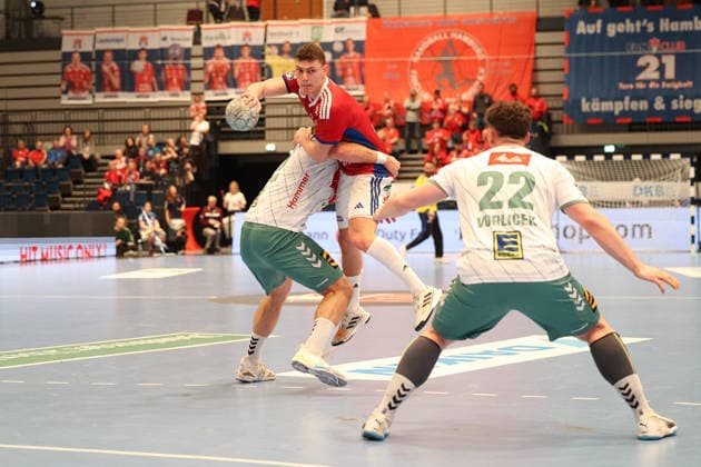 Handball Daikin Handball Bundesliga 2025 2026 Handball Sport Verein Hamburg vs GWD Minden Eimantas Grimuta Minden ,Nicolaj Jï¿½rgensen Joergensen Hamburg ,Philipp Vorlicek Minden , Sporthalle Hamburg Hamburg Hamburg