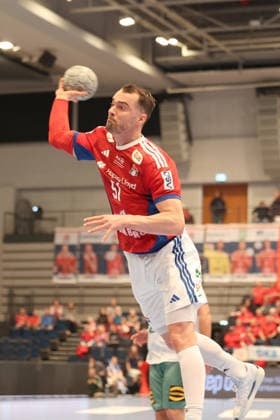 Handball Daikin Handball Bundesliga 2025 2026 Handball Sport Verein Hamburg vs GWD Minden Casper U Mortensen Hamburg ,successful goal throw, Sporthalle Hamburg Hamburg
