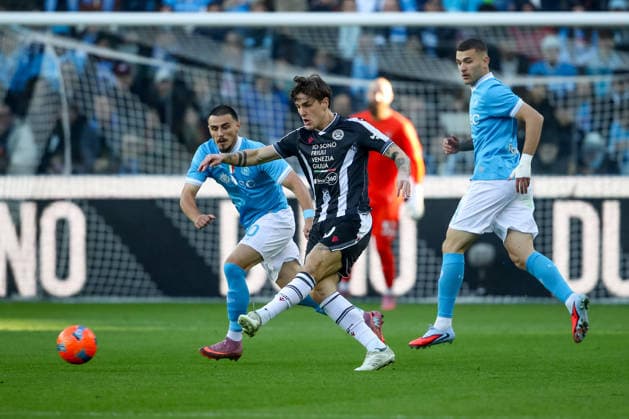 Udinese s Nicolo Zaniolo during the Italian Soccer Serie A match between Udinese Calcio vs SSC Napoli at the Bluenergy Stadium in Udine, Italy, 14 december 2025  Copyright: xGabrielexMenis IPAxSportx xipa-agency.netx xx IPA_69150841 IPA_Agency_IPA69150841