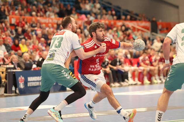 Handball Daikin Handball Bundesliga 2025 2026 Handball Sport Verein Hamburg vs GWD Minden Alexander Weck Minden ,Jacob Arenth Lassen Hamburg , Sporthalle Hamburg Hamburg
