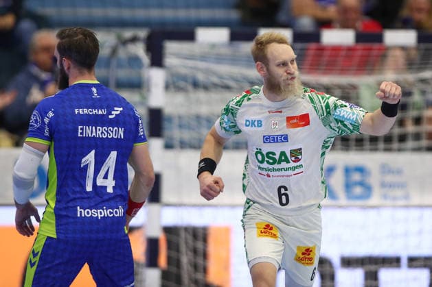 14 12 2025, xtgx, VfL Gummersbach SC Magdeburg v l Matthias Musche Magdeburg, 6 Jubel, Torjubel, jubelt ueber das Tor, celebrate the goal, celebration Gummersbach