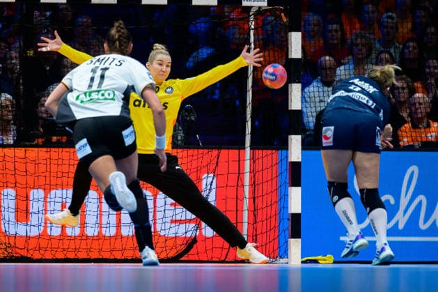 Handball, Womens World Championship, Final Germany Norway Goalkeeper Katharina Filter Germany , Nora Moerk Norway Rotterdam Ahoy Arena Netherlands