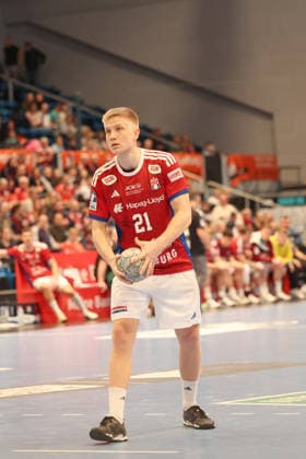 Handball Daikin Handball Bundesliga 2025 2026 Handball Sport Verein Hamburg vs GWD Minden Frederik Bo Andersen Hamburg ,7m, Sporthalle Hamburg Hamburg