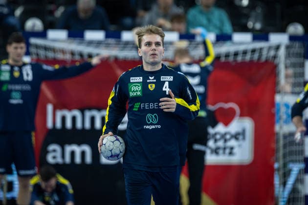 DAIKIN HBL SG Flensburg Handewitt vs Rhein Neckar Löwen 14 12 25 Mathias Larson No 04, Rhein Neckar Löwen at the warm up DAIKIN HBL SG Flensburg Handewitt vs Rhein Neckar Löwen, GP JOULE Arena on 14 12 25 Copyright: xBEAUTIFULxSPORTS MarioxM.xKobergx