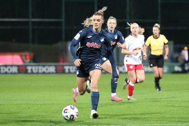 14 12 2025 Soccer Women 2025 2026 Google Pixel Women Bundesliga 13 Matchday RB Leipzig TSG Hoffenheim RB Training Center am Cottaweg Leipzig Selina Cerci TSG, 29, blue on the ball Leipzig Saxony Germany