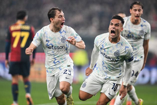 Lautaro Martinez of Fc Inter celebrating after a goal during the Italian Serie A football match between Genoa Cfc and Inter FC Internazionale on December 14, 2025 at Luigi Ferraris stadium (also known as Marassi ) in Genova, Italy  Copyright: xTizianoxBallabio IPAxSportx xipa-agency.netx xx IPA_69153090 IPA_Agency_IPA69153090