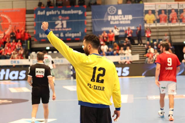 Handball Daikin Handball Bundesliga 2025 2026 Handball Sport Verein Hamburg vs GWD Minden Goalkeeper Mohammed Essam Moustafa El Tayar Hamburg ,Cheering, Sporthalle Hamburg Hamburg