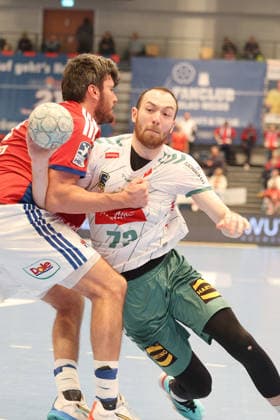 Handball Daikin Handball Bundesliga 2025 2026 Handball Sport Verein Hamburg vs GWD Minden Jacob Arenth Lassen Hamburg ,Alexander Weck Minden , Sporthalle Hamburg Hamburg