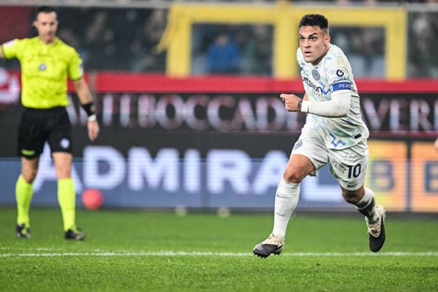 CALCIO - Serie A - Genoa CFC vs Inter - FC Internazionale Lautaro Martinez of Fc Inter celebrating after a goal during the Italian Serie A football match between Genoa Cfc and Inter FC Internazionale on December 14, 2025 at Luigi Ferraris stadium (also known as Marassi ) in Genova, Italy Genoa Italy  Copyright: xIPAxSport ABACAx