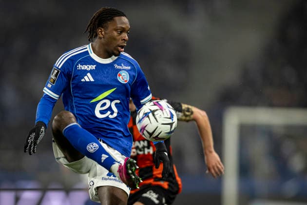FOOTBALL: Ligue 1 Racing Strasbourg (RCS) vs Lorient. 14 12 2025 Stade de la Meinau. Strasbourg - France Martial Godo 20 (RCS)  Copyright: xelyxandroxcegarrax