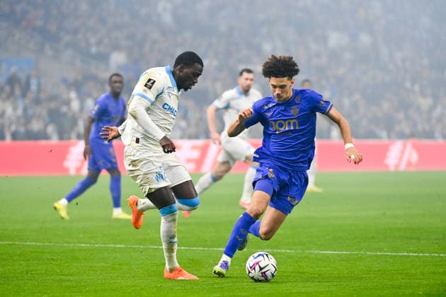 Olympique de Marseille v AS Monaco FC - Ligue 1 McDonald s 2025 2026 11 Maghnes AKLIOUCHE (asm) - 22 Timothy WEAH (om) during the Ligue 1 McDonald s match between Marseille and Monaco at Stade Velodrome on December 14, 2025 in Marseille, France. Marseille France  Copyright: xFEPx 776348233