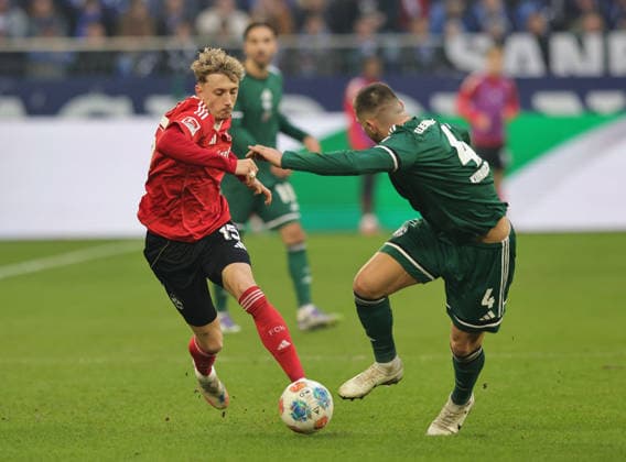 14 12 2025 Soccer season 2025 2026 2 Soccer Bundesliga 16 Matchday FC Schalke 04 S04 Knappen 1 FC FC Nürnberg FCN Club Sportfoto Zink DaMa xdaxmax DFL regulations prohibit any use of photographs as image sequences and or quasi video only for editorial use Tim Drexler 15, 1 FC Nürnberg FCN Hasan Kurucay 4, FC Schalke 04 S04