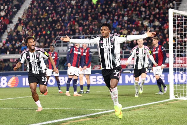 Serie A Bologna FC - Juventus Fc Juan David Cabal of Juventus Fc celebrates after scoring a goal during the Serie A match beetween Bologna FC and Juventus Fc at Stadio Renato Dall Ara on December 14 2025 in Bologna Italy . Bologna Stadio Renato Dall Ara Italy Copyright: xMarcoxCanonierox