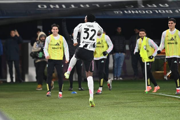 CALCIO - Serie A - Bologna FC vs Juventus FC Cabal Juan (Juventus Fc) celebrating his goal during Bologna FC vs Juventus FC, Italian soccer Serie A match in Bologna, Italy, December 14 2025 Bologna Italy  Copyright: xIPAxSport ABACAx