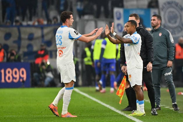 Olympique de Marseille v AS Monaco FC - Ligue 1 McDonald s 2025 2026 14 Igor PAIXAO (om) - 28 Benjamin PAVARD (om) during the Ligue 1 McDonald s match between Marseille and Monaco at Stade Velodrome on December 14, 2025 in Marseille, France. Marseille France  Copyright: xFEPx 776348233