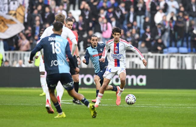 Football : Olympique Lyonnais v LE Havre - Ligue 1 - 14 12 2025 Khalis Merah of Lyon during the French league 1 match between Olympique Lyonnais and LE Havre at Groupama Stadium Decines Charpieu Lyon France on December 14, 2025 LYONFrance  Copyright: xMouradxAllilix