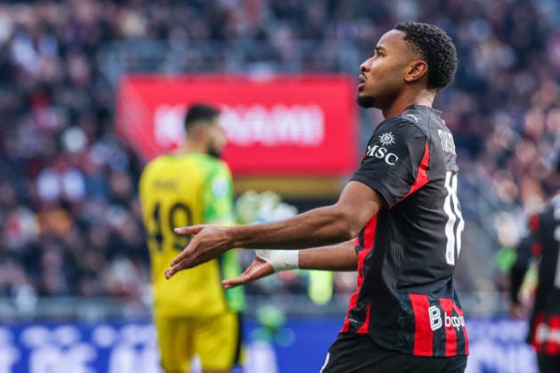 Christopher Alan Nkunku of AC Milan gestures during Serie A 2025 26 football match between AC Milan and US Sassuolo at San Siro Stadium in Milan  Copyright: xFabrizioxCarabelli IPAxSportx xipa-agency.netx xx IPA_69186671 IPA_Agency_IPA69186671