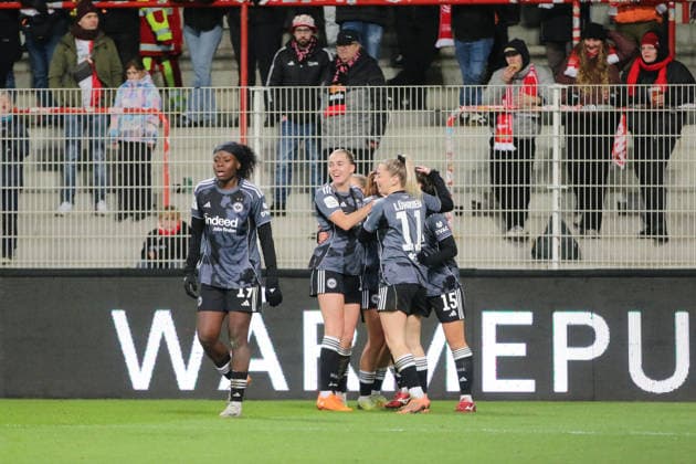 15 12 2025 Soccer Women 2025 2026 Google Pixel Women Bundesliga 13 Matchday 1 FC Union Berlin SG Eintracht Frankfurt Stadion an der alten Försterei Berlin Goal celebration after the 1 2 Berlin Berlin Germany