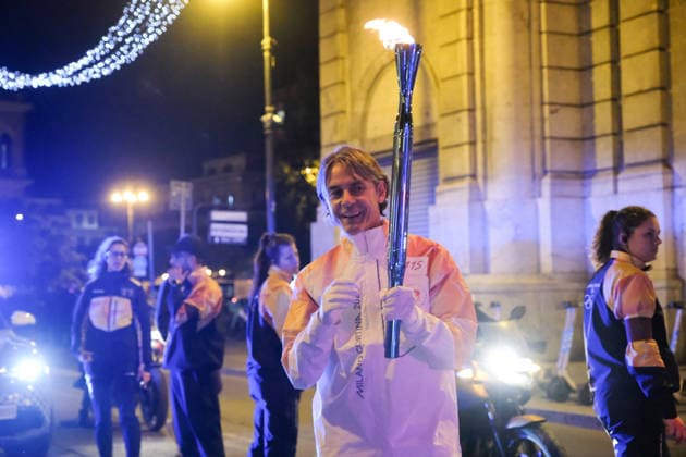 GIOCHI OLIMPICI - Olimpiadi Invernali Milano-Cortina 2026 - Olympic Torch Relay The Olympic Torch arrives in Palermo during the Olympic Torch Relay for the Olympic Winter games, Winterspiele,Spiele, Summer games Milano Cortina 2026 in Palermo, Italy, on 15 December 2025; in the photo: Filippo Inzaghi coach of Palermo FC with the Olympic torch Cortina D Ampezzo Italy  Copyright: xIPAxSport ABACAx