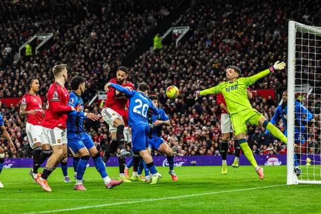 Premier League Manchester United, ManU v Bournemouth A corner from Amad Diallo of Manchester Untied goes out for a goal kick during the Premier League match Manchester United vs Bournemouth at Old Trafford, Manchester, United Kingdom, 15th December 2025 (Photo by Mark Cosgrove News Images) Manchester Old Trafford Greater Manchester United Kingdom Copyright: xMarkxCosgrove NewsxImagesx