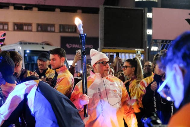 The Olympic Torch arrives in Palermo during the Olympic Torch Relay for the Olympic Winter games, Winterspiele,Spiele, Summer games Milano Cortina 2026 in Palermo, Italy, on 15 December 2025; in the photo: First torchbearer  Copyright: xFedericoxSerra IPAxSportx xipa-agency.netx xx IPA_69192799 IPA_Agency_IPA69192799
