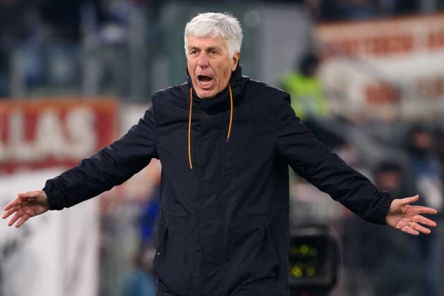 Gian Piero Gasperini, head coach of AS Roma reacts during the Serie A 2025 2026 football match between AS Roma and Como 1907 at Stadio Olimpico in Rome (Italy), December 15, 2025. AntoniettaxBaldassarre