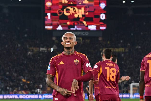 Dc Roma 15 12 2025 - campionato di calcio serie A Roma-Como foto Domenico Cippitelli Image nella foto: esultanza gol Wesley 