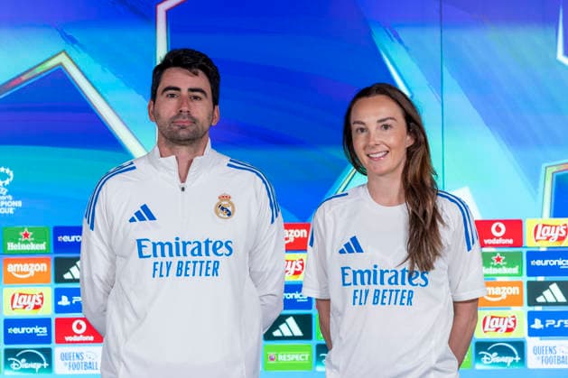 December 16, 2025, Madrid, Madrid, Spain: Pre-match press conference, PK, Pressekonferenz for the Women s Champions League match between REAL MADRID WOMEN Vs. FOOTBALL CLUB TWENTE, CAROLINE WEIR of Real Madrid Femenino CF and coach PAU MARC QUESADA. december 16, 2025, Valdebebas, Madrid, Spain. Madrid Spain - ZUMAc312 20251216_zsp_c312_006 Copyright: xOscarxManuelxSanchezx