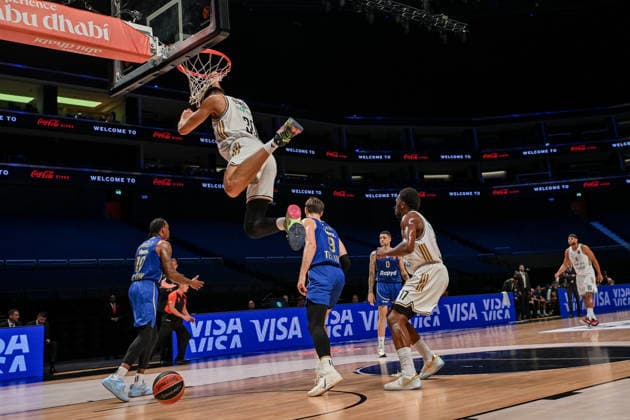 Dubai Basketball v Maccabi Tel Aviv - EuroLegaue DUBAI, UAE - DECEMBER 16: Filip Petrusev of Dubai Basketball in action during EuroLegaue basketball match between Dubai Basketball and Maccabi Tel Aviv at Coca-Cola Arena in Dubai, United Arab Emirates on December 16, 2025. Waleed Zein Anadolu Dubai United Arab Emirates. Editorial use only. Please get in touch for any other usage.  Copyright: x2025xAnadoluxWaleedxZeinx