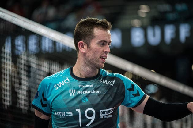 Volleyball I Men I Season 2025 2026 I DVV Cup I Semi-final I SVG Lüneburg SWD powervolleys Düren I 16 12 2025 Single photo, cropped photo, single image, cut out, isolated motif, sports photo, close-up, cropped, cropped shot, shot, single Ryan Poole 19, SWD Powervolleys Düren Copyright: xLobeca Bjorn-OlexKehmx