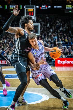 Basketball Berlin 16 12 2025 Season 2025 2026 Basketball Champions League BCL Alba Berlin Sabah BC Baku Alex O Connell Alba Berlin, No 03 Justin Tillman Sabah, No 01