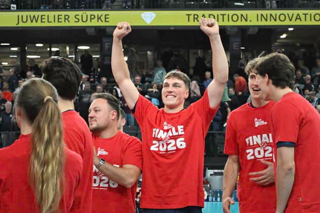 GER 1 VBL, DVV Pokal, SVG Lueneburg vs SWD powervolleys Dueren 16 12 2025, LKH Arena, Lueneburg, GER 1 VBL, DVV Pokal, SVG Lueneburg vs SWD powervolleys Dueren in the picture the Lueneburg team celebrates reaching the final nordphotoxGmbH xWitke nph00002