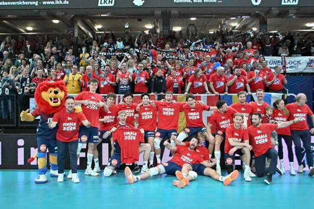 GER 1 VBL, DVV Pokal, SVG Lueneburg vs SWD powervolleys Dueren 16 12 2025, LKH Arena, Lueneburg, GER 1 VBL, DVV Pokal, SVG Lueneburg vs SWD powervolleys Dueren in the picture the Lueneburg team celebrates reaching the final nordphotoxGmbH xWitke nph00002