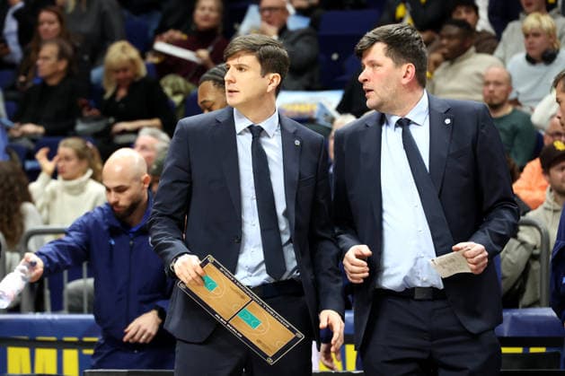 DEU, Basketball Champions League BCL , ALBA vs BC Sabah, 16 12 2025, Uber Arena, Berlin, DEU, Basketball Champions League BCL , ALBA vs BC Sabah, in the picture CHIEF TRAINER Pedro Calles ALBA Berlin , Co Trainer Vladimir Bogojevic ALBA Berlin nordphotoxGmbHx xEngler nph00076