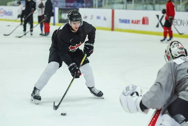 December 16, 2025, Niagara Falls, On, Canada: Jake OöÄÃ Brien, of Toronto, participates in a drill during Canada s National Junior Team training camp in Niagara Falls, Ont., Tuesday, Dec. 16, 2025. Canada News - December 16, 2025 - ZUMAc35_ 20251216_zaf_c35_010 Copyright: xNickxIwanyshynx