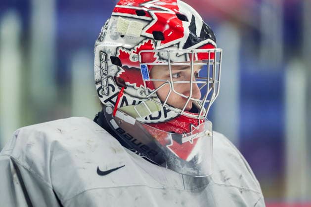 December 16, 2025, Niagara Falls, On, Canada: Carter George, of Thunder Bay, Ont., participates in Canada s National Junior Team training camp in Niagara Falls, Ont., Tuesday, Dec. 16, 2025. Canada News - December 16, 2025 - ZUMAc35_ 20251216_zaf_c35_012 Copyright: xNickxIwanyshynx