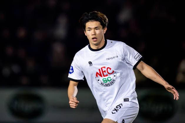 AMSTERDAM, NETHERLANDS - DECEMBER 16: Kento Shiogai of NEC Nijmegen looks on during the Eurojackpot KNVB Beker match between AFC and NEC Nijmegen at Sportpark Goed Genoeg on December 16, 2025 in Amsterdam, Netherlands. (Photo by Rene Nijhuis) SPO  Copyright: xRenexNijhuis