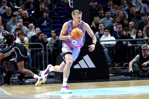 DEU, Basketball Champions League BCL , ALBA vs BC Sabah, 16 12 2025, Uber Arena, Berlin, DEU, Basketball Champions League BCL , ALBA vs BC Sabah, pictured Sam Griesel ALBA Berlin 5 nordphotoxGmbHx xEngler nph00076