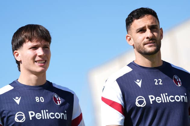 Bologna s Giovanni Fabbian , Bologna s Charalampos Lykogiannis arrives at the training session at Riyadh , Saudi Arabia - EA Sports FC italian Supercup 2025 2026 Soccer - Wednesday, December 17 , 2025  Copyright: xSpada LaPressex