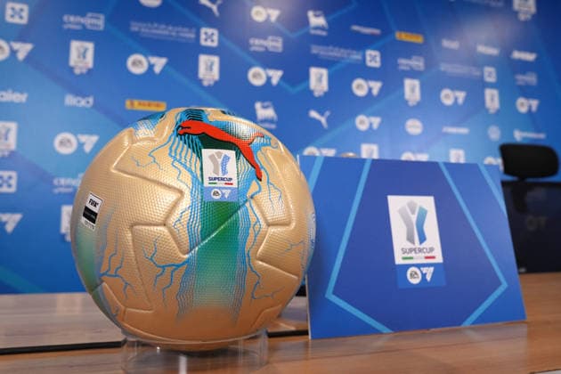 The official ball of competition during AC Milan press conference, PK, Pressekonferenz at Al Awwal Park Stadium in Riyadh, Saudi Arabia - EA Sports FC italian Supercup 2025 2026 - Soccer - Wednesday December 17, 2025  Copyright: xMassimoxPaolone LaPressex
