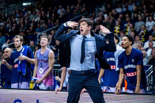 Basketball Berlin 16 12 2025 Season 2025 2026 Basketball Champions League BCL Alba Berlin Sabah BC Baku Pedro Calles Alba Berlin, Coach