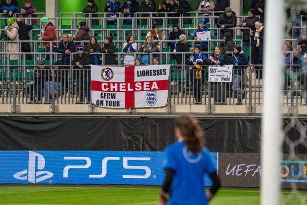 Germany, Football, UEFA, Womens Champions League, Matchday 6 2025 2026 VfL Wolfsburg Chelsea FC on 17 12 in Wolfsburg AOK Stadium Chelsea fans traveling with them Copyright: xSvenxHeidmannx