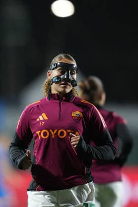 AS Roma s Alayah Sophia Pilgrim during the Uefa Women™s Champions League soccer match between Roma and St. Pölten at the Rome s Tre Fontane stadium, Italy - Wednesday December 17, 2025 - Soccer ( Photo by Alfredo Falcone LaPresse )  Copyright: xAlfredoxFalcone LaPressex