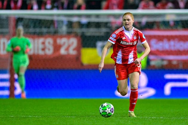Stine Ballisager PEDERSEN FC Bayern, FCB, 3 on the ball, 17 12 2025, Munich Germany , Football, UEFA Womens Champions League, League Phase 6 Matchday, FC Bayern Munich Valerenga IF xslx