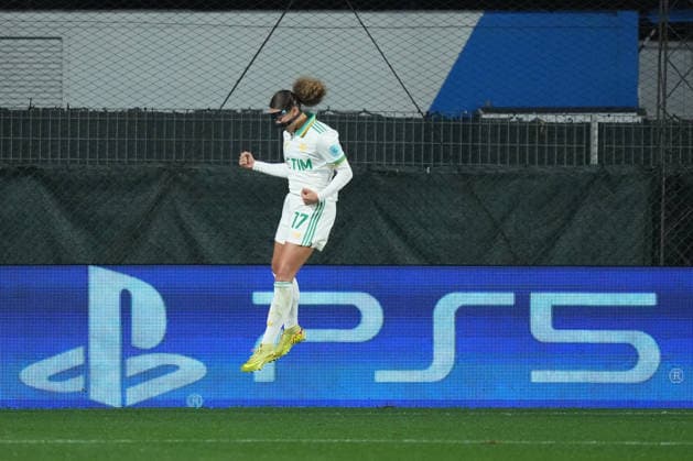 AS Roma s Alayah Sophia Pilgrim celebrates after scoring during the Uefa Women™s Champions League soccer match between Roma and St. Pölten at the Rome s Tre Fontane stadium, Italy - Wednesday December 17, 2025 - Soccer ( Photo by Alfredo Falcone LaPresse )  Copyright: xAlfredoxFalcone LaPressex