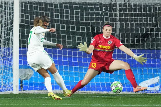 AS Roma s Alayah Sophia Pilgrim gol during the Uefa Women™s Champions League soccer match between Roma and St. Pölten at the Rome s Tre Fontane stadium, Italy - Wednesday December 17, 2025 - Soccer ( Photo by Alfredo Falcone LaPresse )  Copyright: xAlfredoxFalcone LaPressex