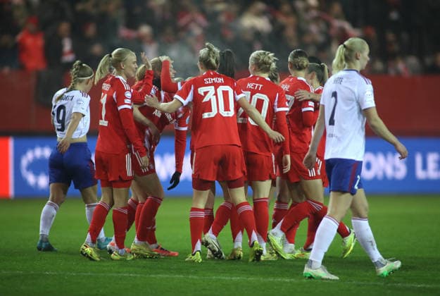 Football, Women, Womens Champions League, Matchday 3, Season 2025 2026, FC Bayern Munich Valerengal, Valerenga, Campus 2 0 by Stine Ballisager FC Bayern Munich Goal, Cheers