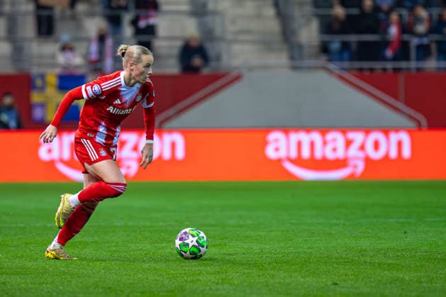 Franziska Kett 20 Bayern in action at the UEFA Womens Champions League match FC Bayern Munich Valerenga IF on 17 12 2025 Munich FC Bayern Campus Bayern Germany